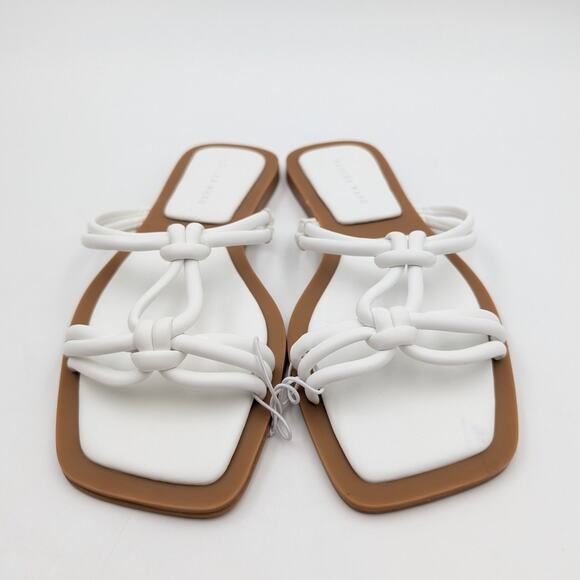 Azalea Wang Stetson Tubular Straps Knot Flat Sandals Women's White Size US6 EU37 - Picture 2 of 12